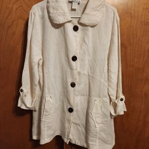 Vintage Sole Dior Linen Women's Cream Button-Up Jacket Size Large